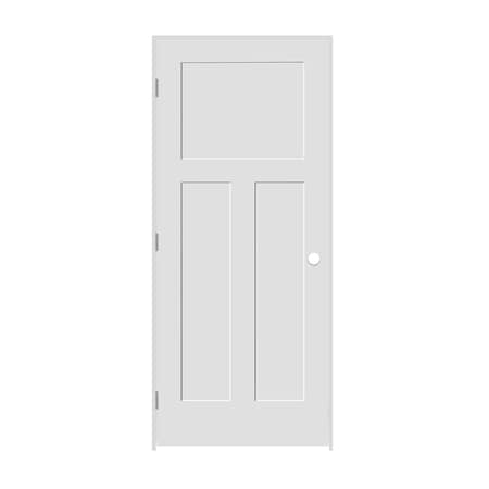 Trimlite 28"x80"x13/8" Primed 3Panel Mission Interior Shaker 49/16" RH Prehung Door Brushed Chrome Hinges 2468pri8403RH26D4916